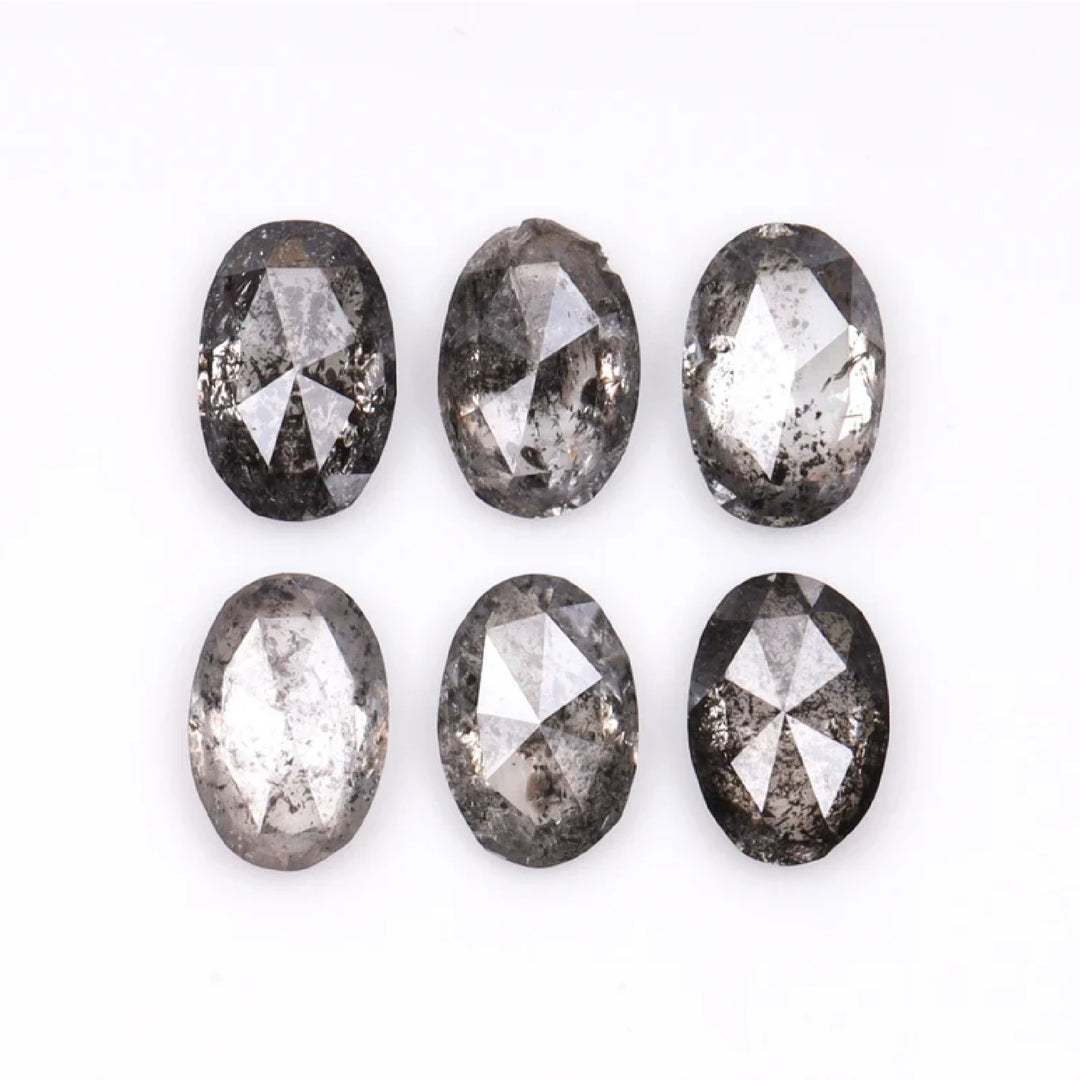 5.0 X 3.0 MM Salt and Pepper Oval Cut Diamonds
