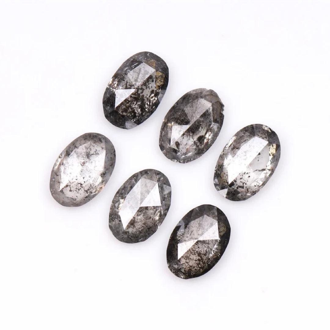 5.0 X 3.0 MM Salt and Pepper Oval Cut Diamonds