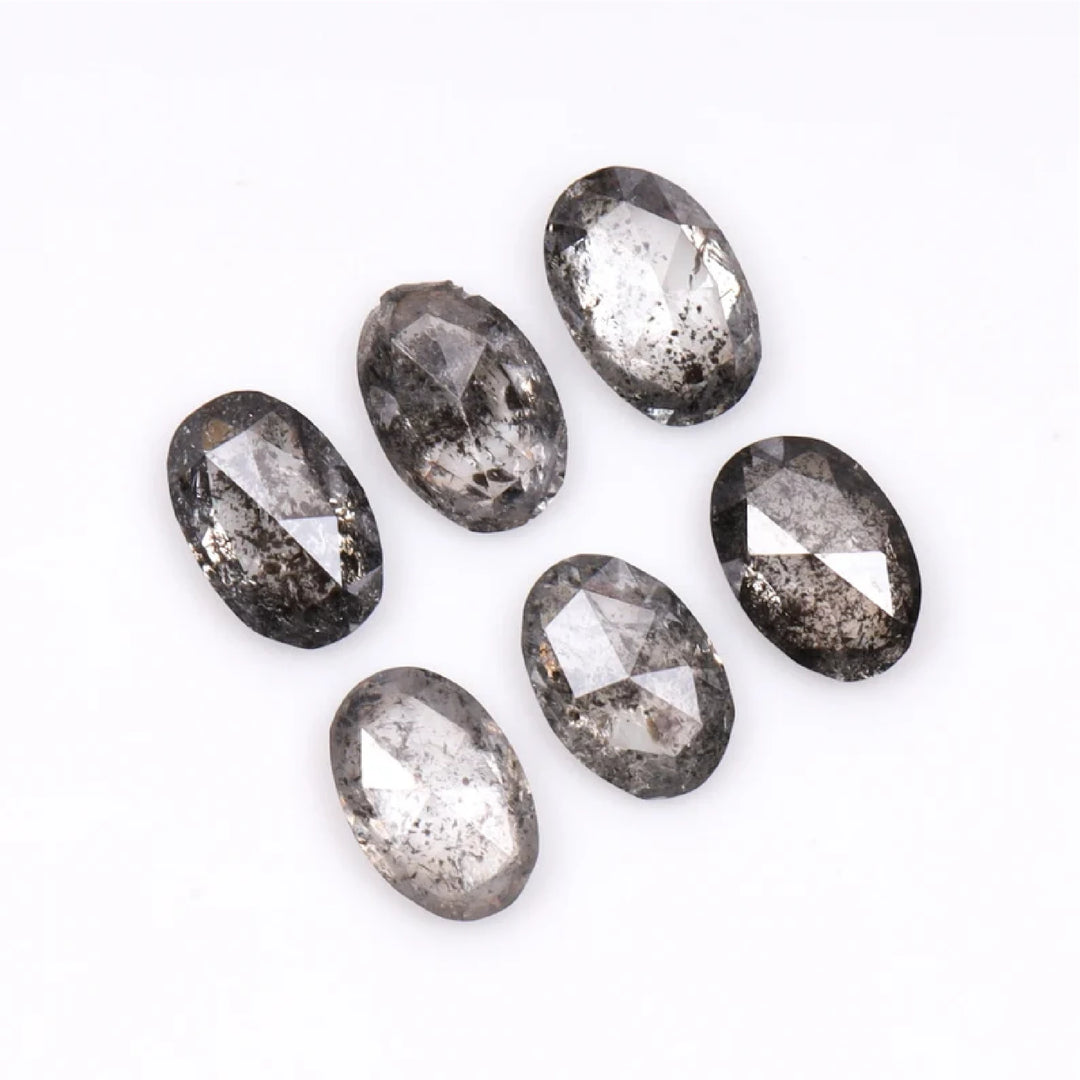 5.0 X 3.0 MM Salt and Pepper Oval Cut Diamonds