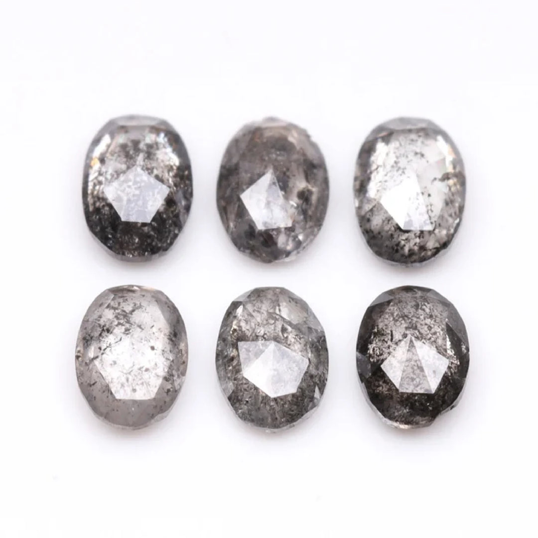 5.0 X 3.0 MM Salt and Pepper Oval Cut Diamonds