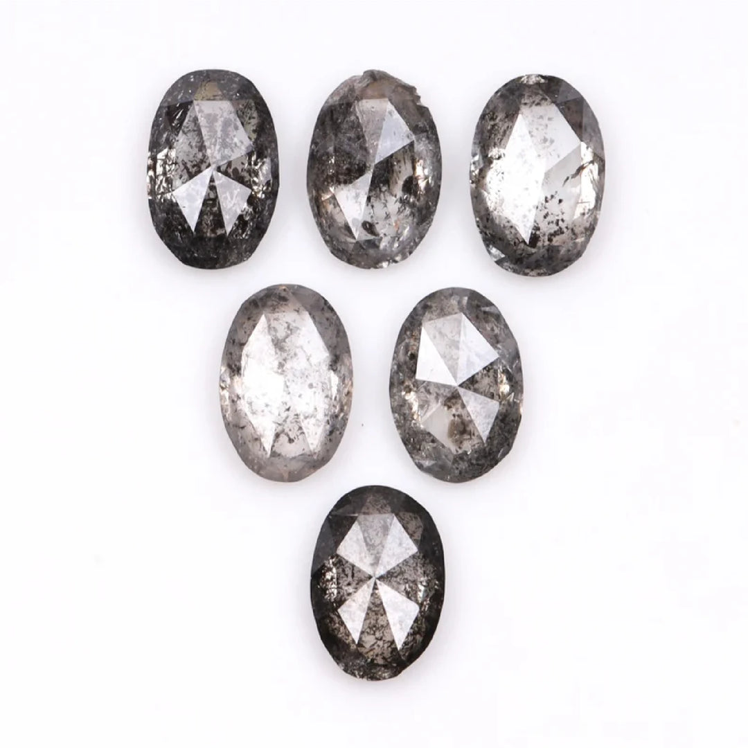 5.0 X 3.0 MM Salt and Pepper Oval Cut Diamonds