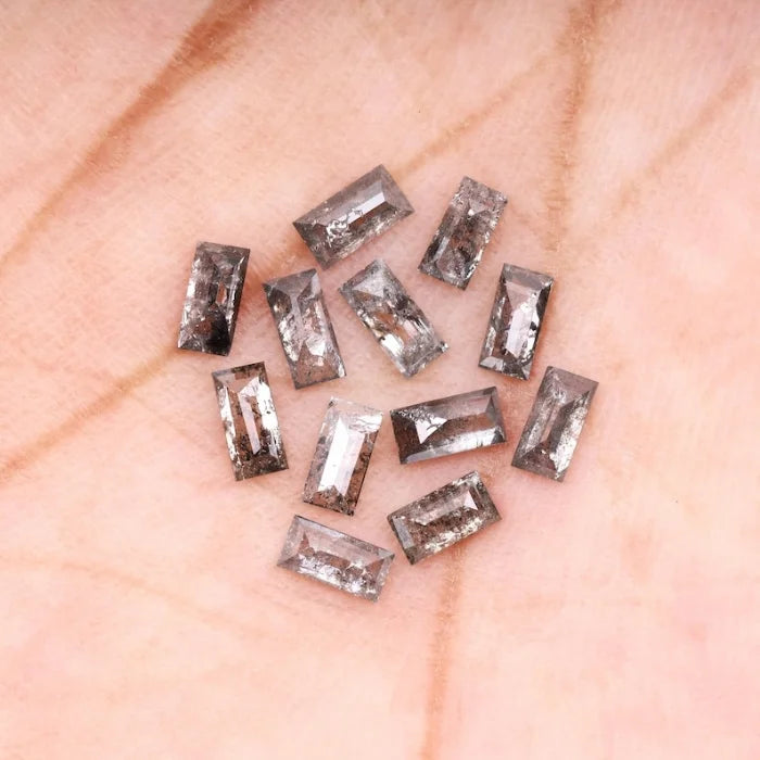 5.0 X 3.0 MM, Baguette Cut Salt And Pepper Diamond