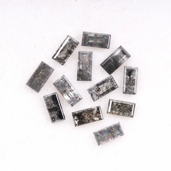 5.0 X 3.0 MM, Baguette Cut Salt And Pepper Diamond
