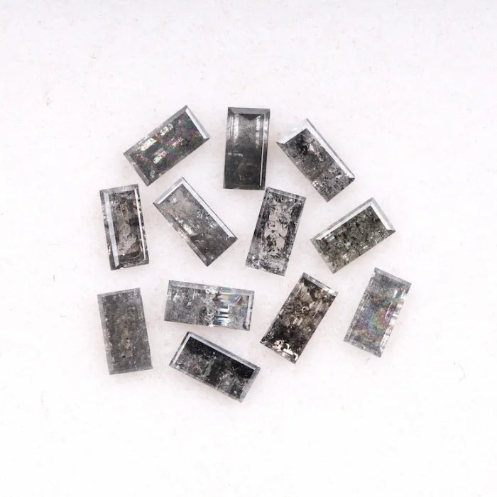 5.0 X 3.0 MM, Baguette Cut Salt And Pepper Diamond