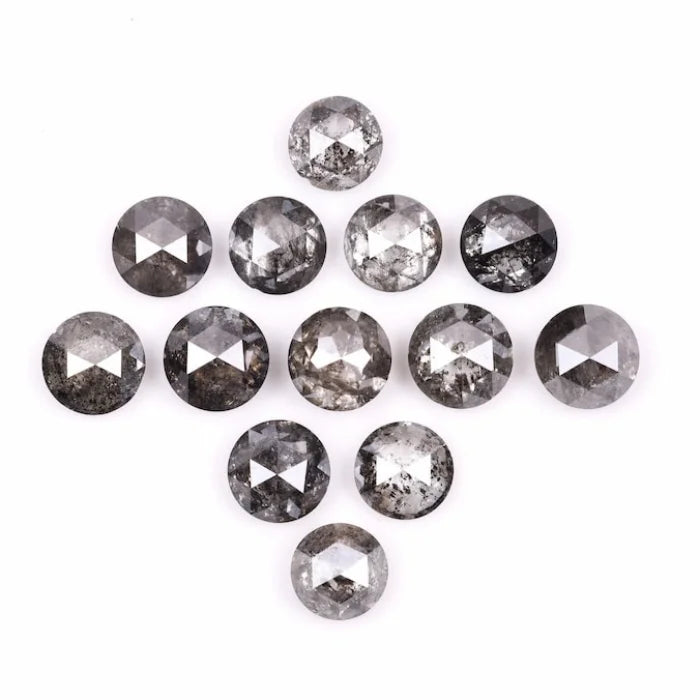 5.50 MM Round Rose Cut Salt & Pepper Melee Diamond