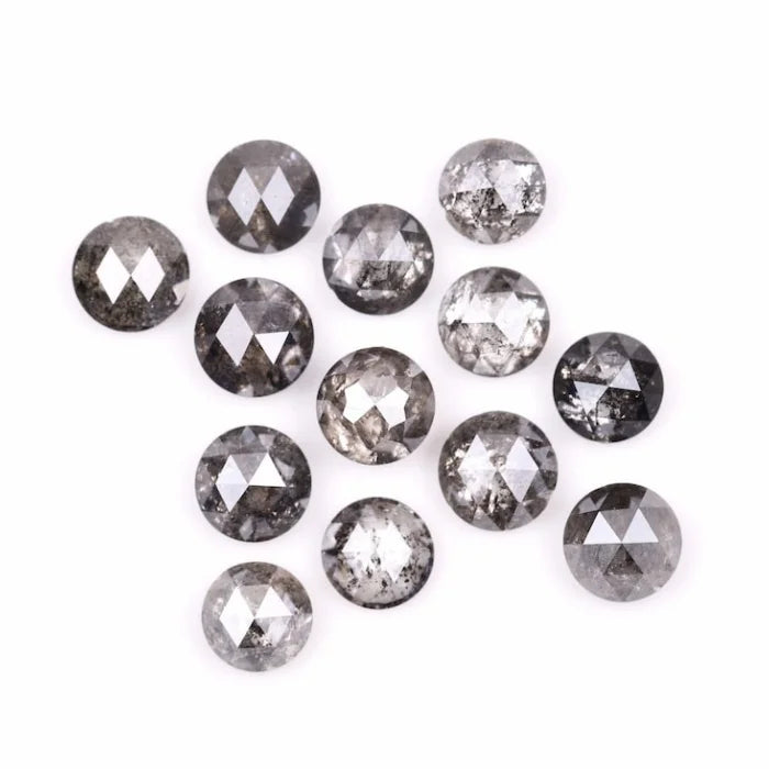 5.50 MM Round Rose Cut Salt & Pepper Melee Diamond