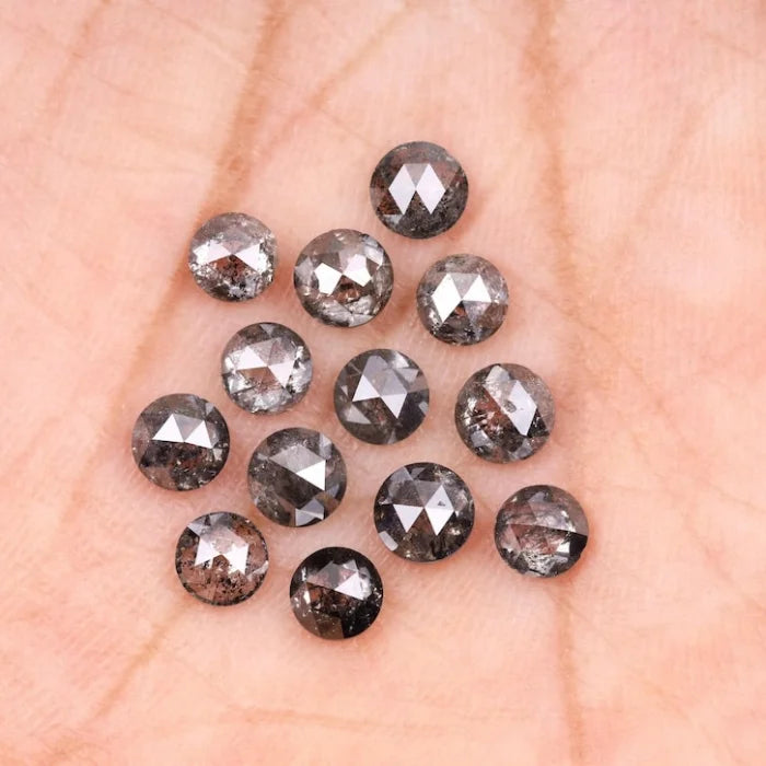 5.50 MM Round Rose Cut Salt & Pepper Melee Diamond