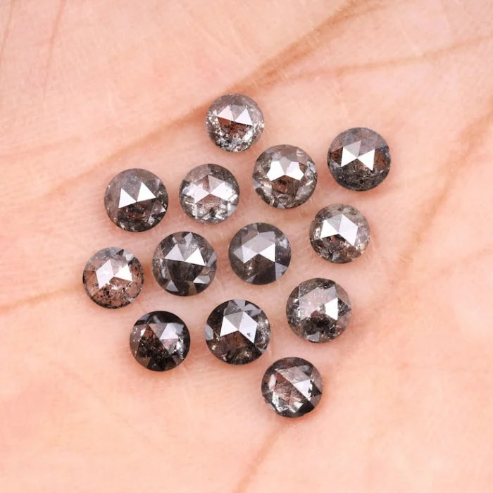 5.50 MM Round Rose Cut Salt & Pepper Melee Diamond