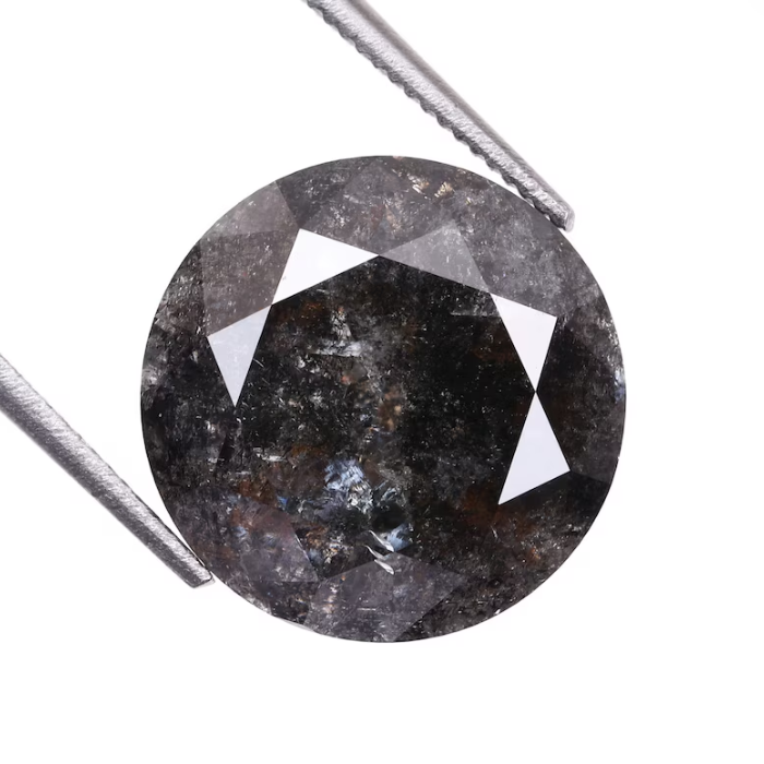round brilliant cut salt and pepper diamond