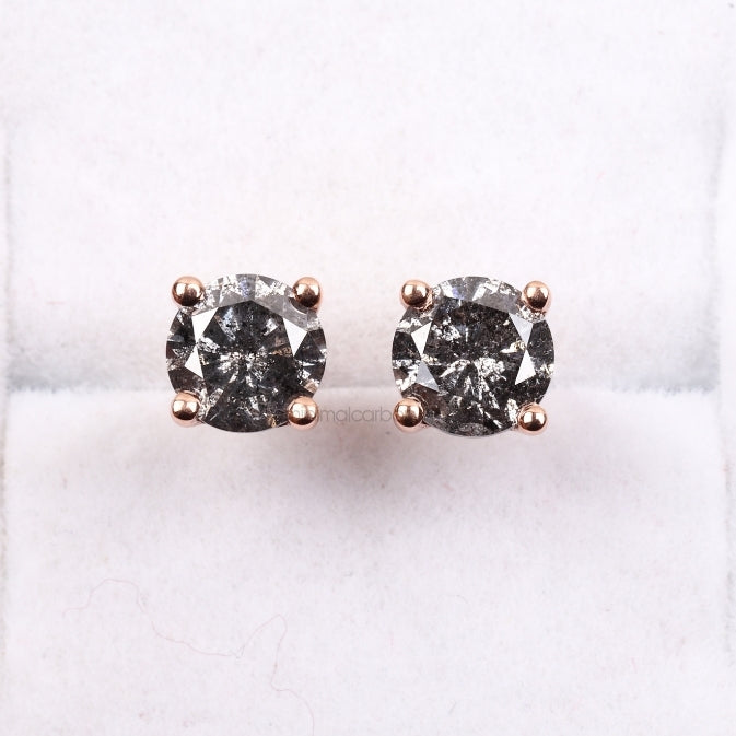Solitaire Stud Pair - Minimal Carbon
