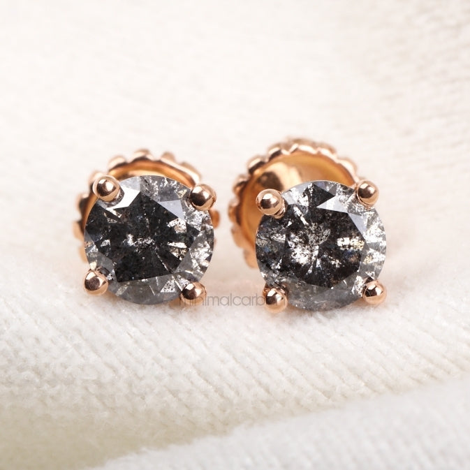 Solitaire Stud Pair - Minimal Carbon