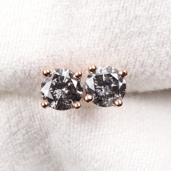 Solitaire Stud Pair - Minimal Carbon