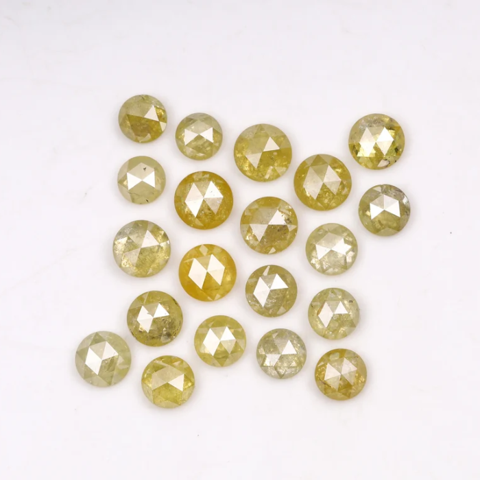 Natural Yellow Color Loose Round Rose Cut Diamond - Minimal Carbon