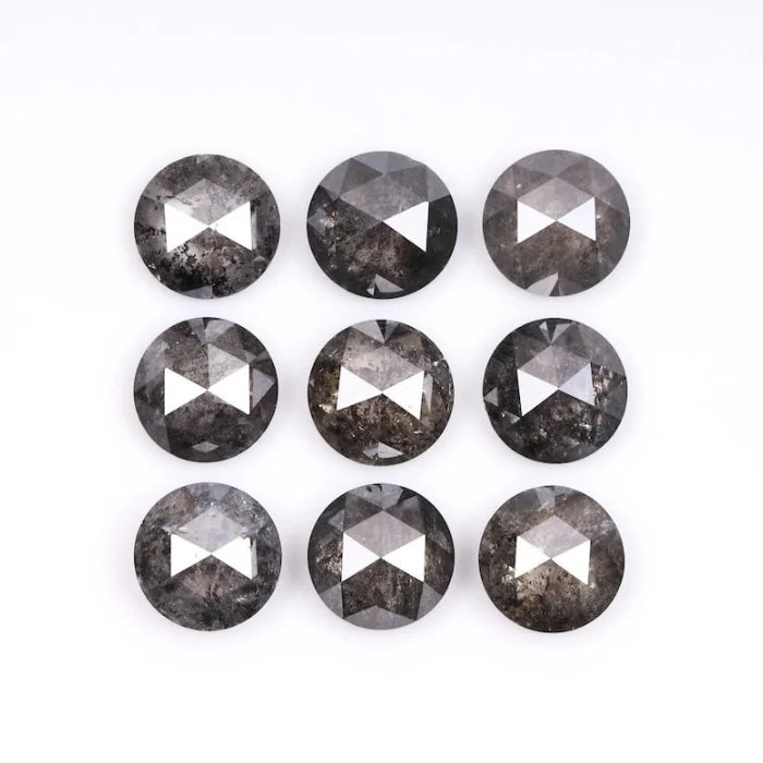 6.00 MM Round Rose Cut Salt & Pepper Melee Diamond