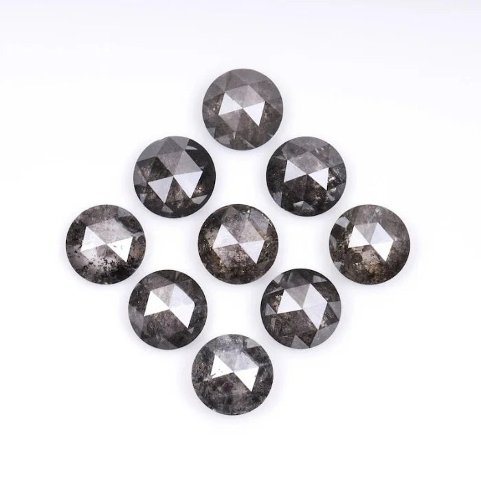 6.00 MM Round Rose Cut Salt & Pepper Melee Diamond