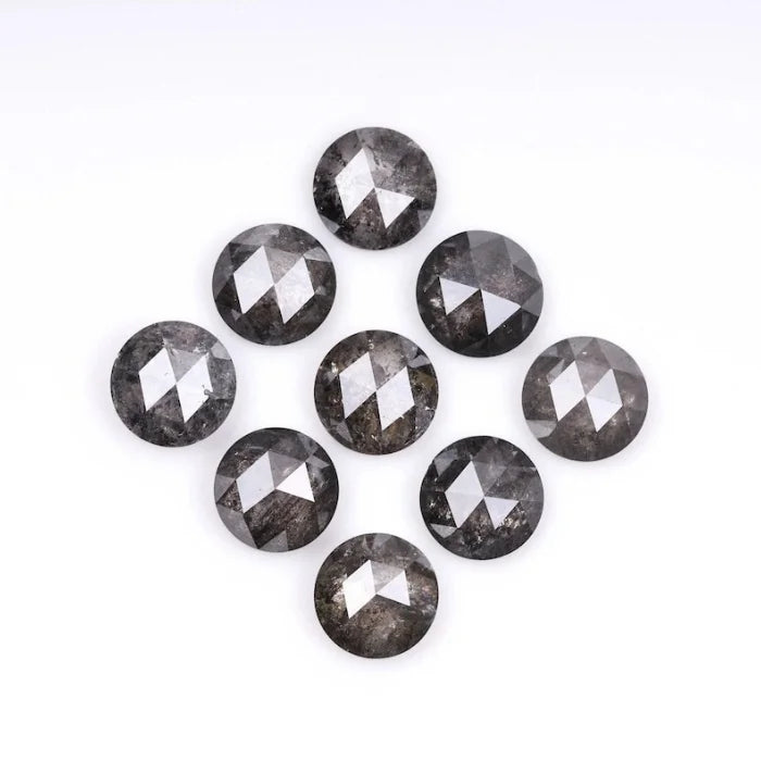 6.00 MM Round Rose Cut Salt & Pepper Melee Diamond