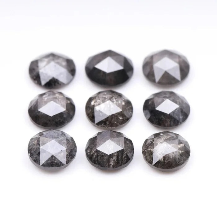 6.00 MM Round Rose Cut Salt & Pepper Melee Diamond