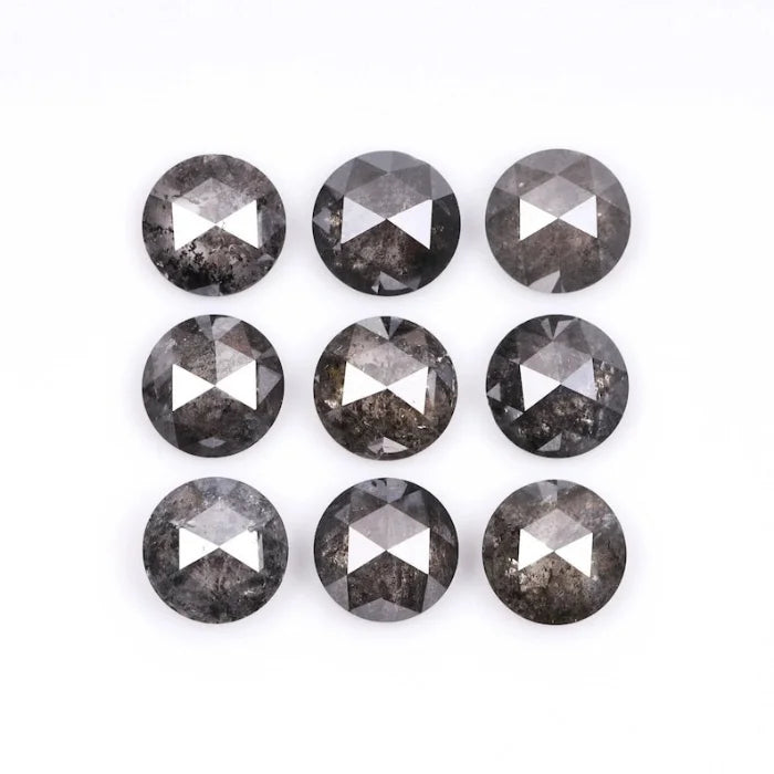 6.00 MM Round Rose Cut Salt & Pepper Melee Diamond