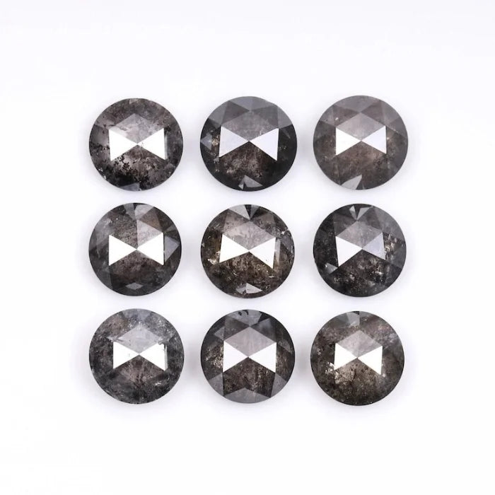 6.00 MM Round Rose Cut Salt & Pepper Melee Diamond