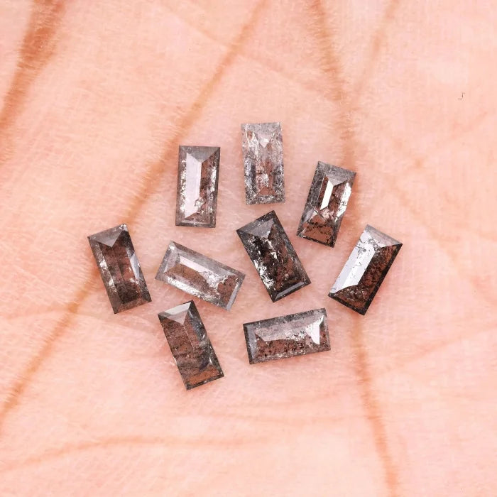 6.0 X 3.0 MM, Baguette Cut Salt And Pepper Diamond