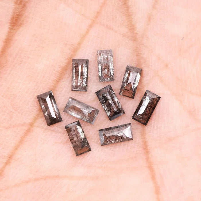 6.0 X 3.0 MM, Baguette Cut Salt And Pepper Diamond