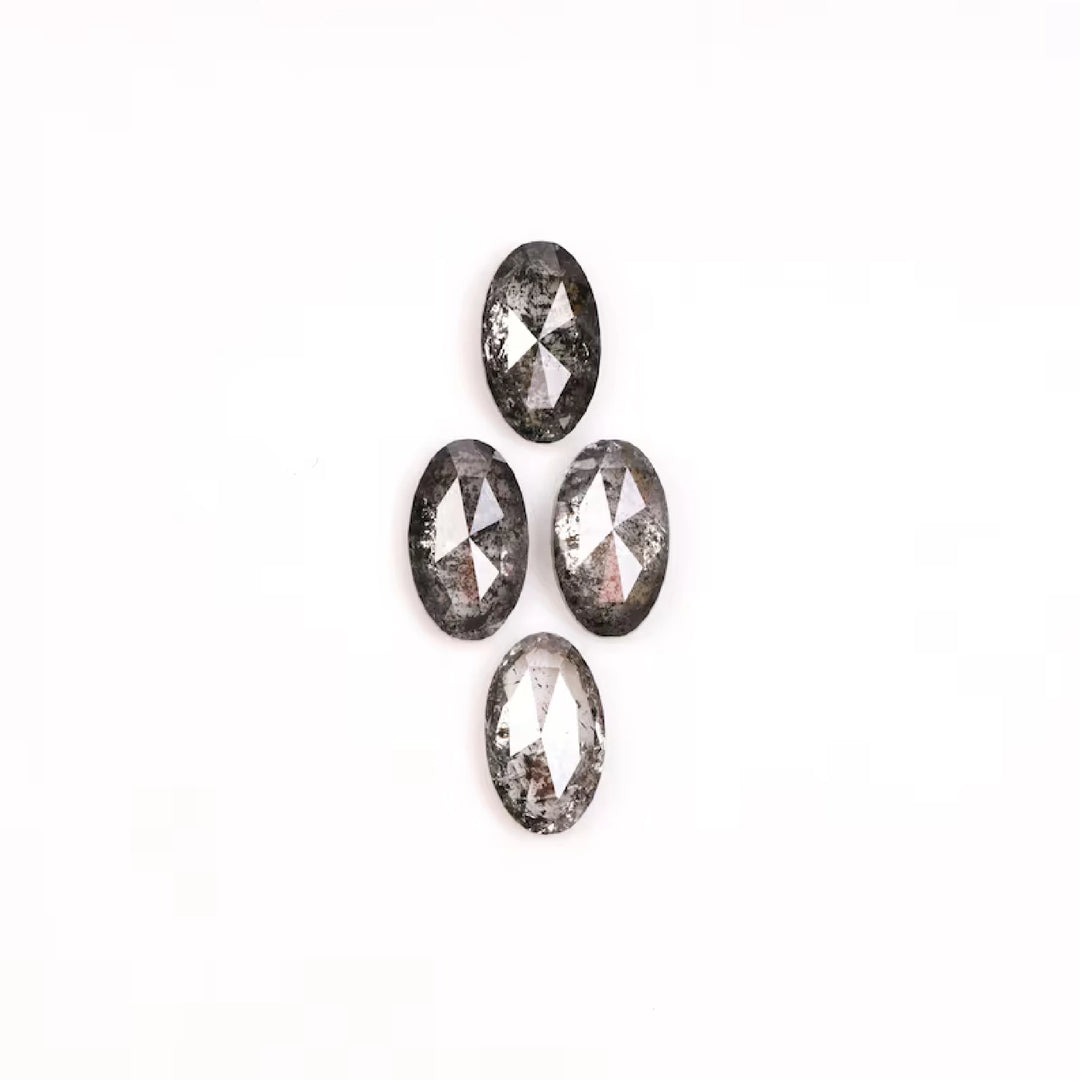 6.0 X 4.0 MM Salt and Pepper Oval Cut Diamonds