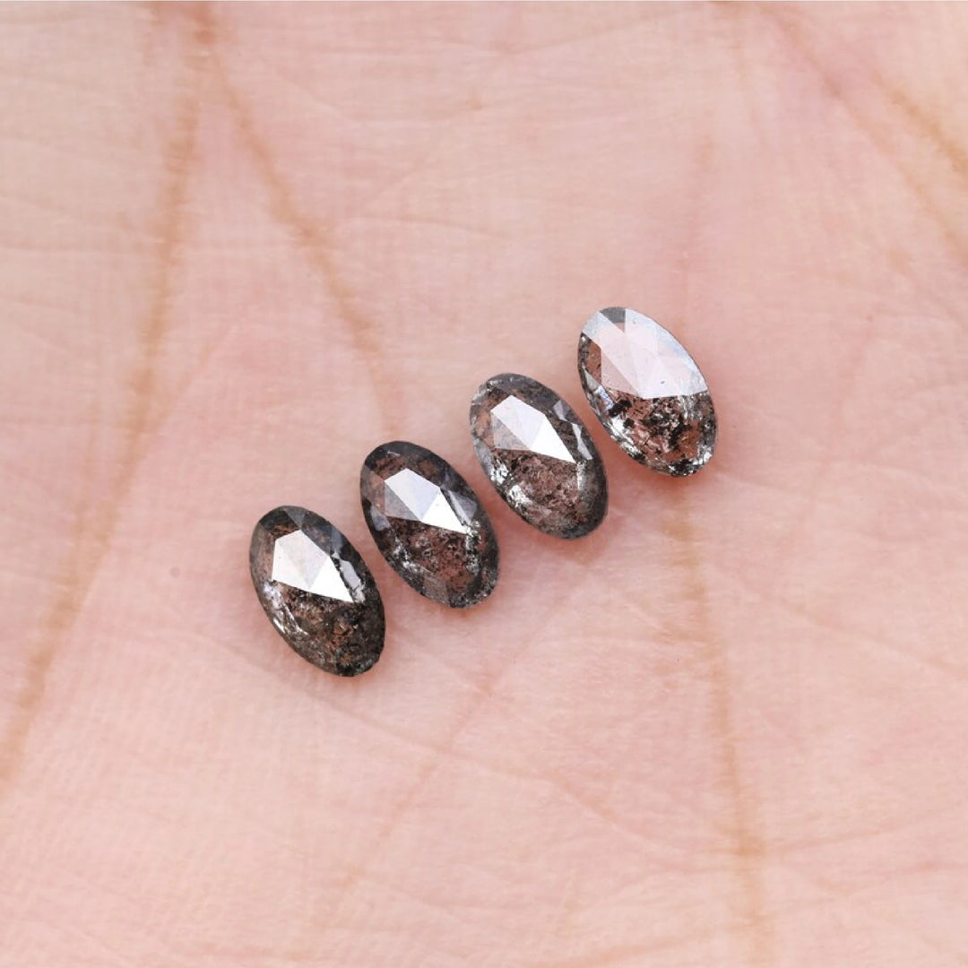 6.0 X 4.0 MM Salt and Pepper Oval Cut Diamonds