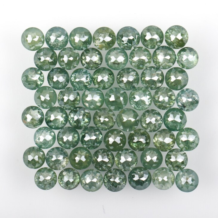 6.43 CT, 2.7 To 2.9 MM | Natural Green Diamond | Round Rose Cut Diamond | Natural Loose Diamond - Minimal Carbon