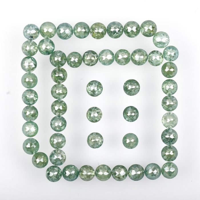 6.43 CT, 2.7 To 2.9 MM | Natural Green Diamond | Round Rose Cut Diamond | Natural Loose Diamond - Minimal Carbon
