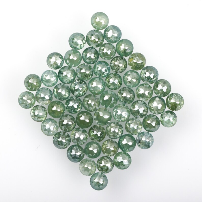 6.43 CT, 2.7 To 2.9 MM | Natural Green Diamond | Round Rose Cut Diamond | Natural Loose Diamond - Minimal Carbon