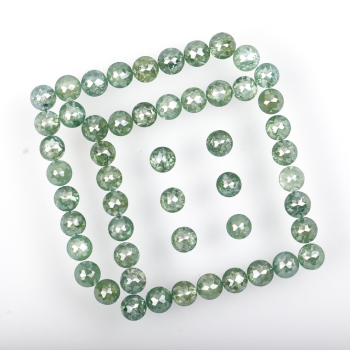 6.43 CT, 2.7 To 2.9 MM | Natural Green Diamond | Round Rose Cut Diamond | Natural Loose Diamond - Minimal Carbon