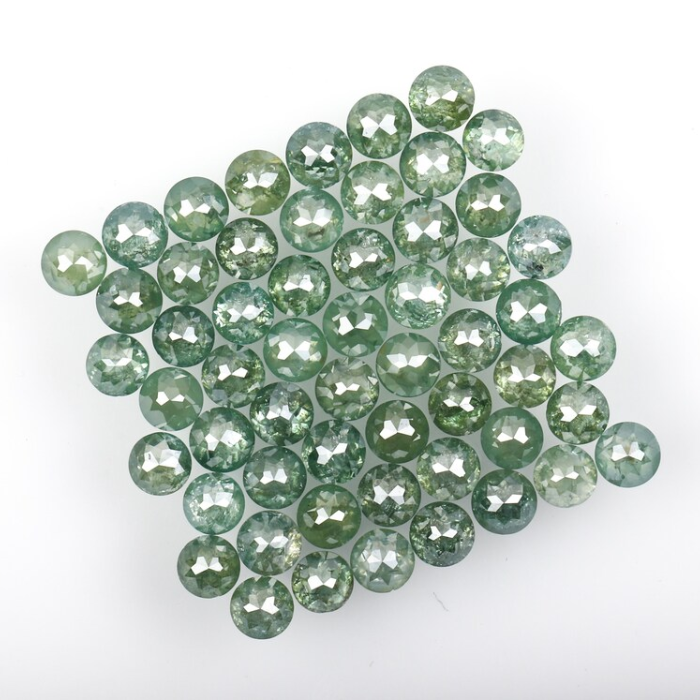 6.43 CT, 2.7 To 2.9 MM | Natural Green Diamond | Round Rose Cut Diamond | Natural Loose Diamond - Minimal Carbon
