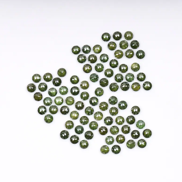 6.45 CT, 2.5 MM | Enhanced Green Color Diamond | Round Rose Cut Diamond | Natural Loose Diamond For Earring & Wedding Ring - Minimal Carbon