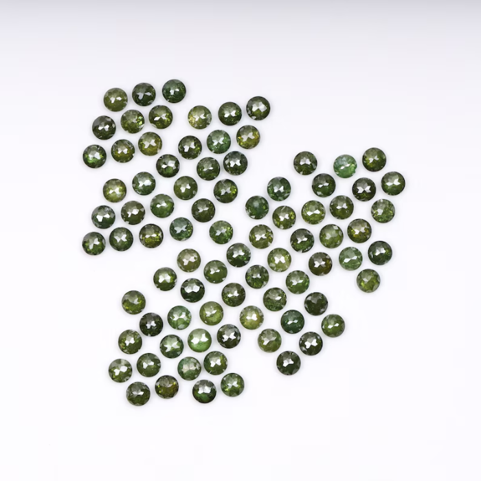6.45 CT, 2.5 MM | Enhanced Green Color Diamond | Round Rose Cut Diamond | Natural Loose Diamond For Earring & Wedding Ring - Minimal Carbon
