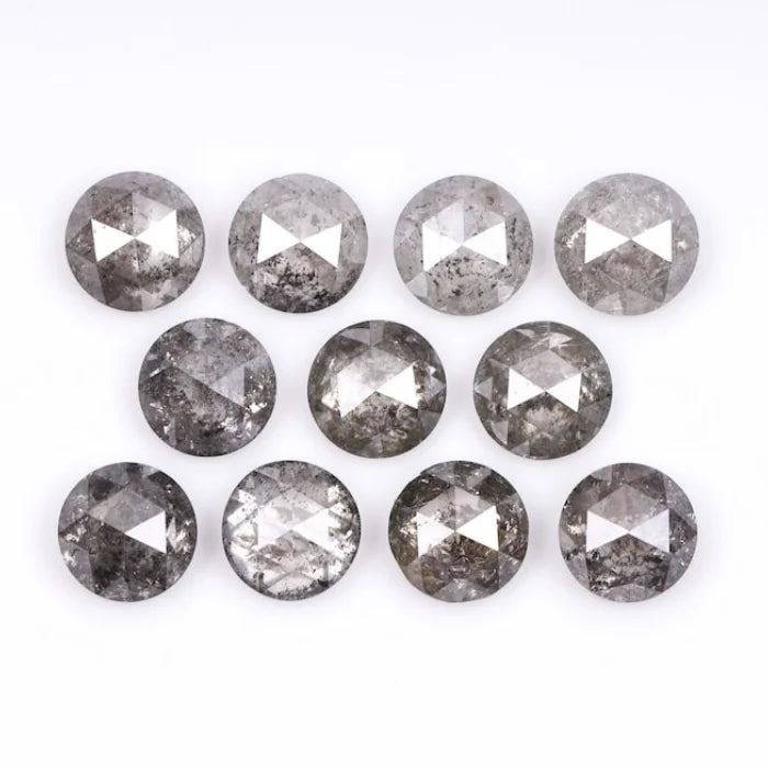 6.50 MM Round Rose Cut Salt & Pepper Melee Diamond