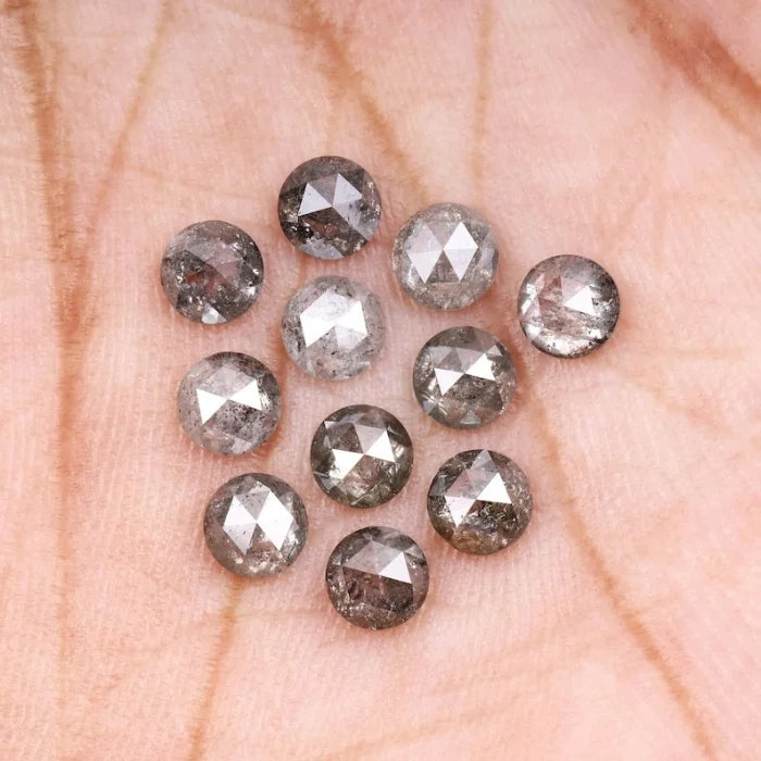 6.50 MM Round Rose Cut Salt & Pepper Melee Diamond