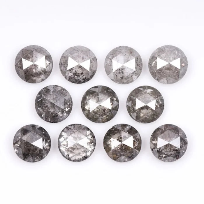 6.50 MM Round Rose Cut Salt & Pepper Melee Diamond