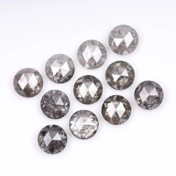 6.50 MM Round Rose Cut Salt & Pepper Melee Diamond