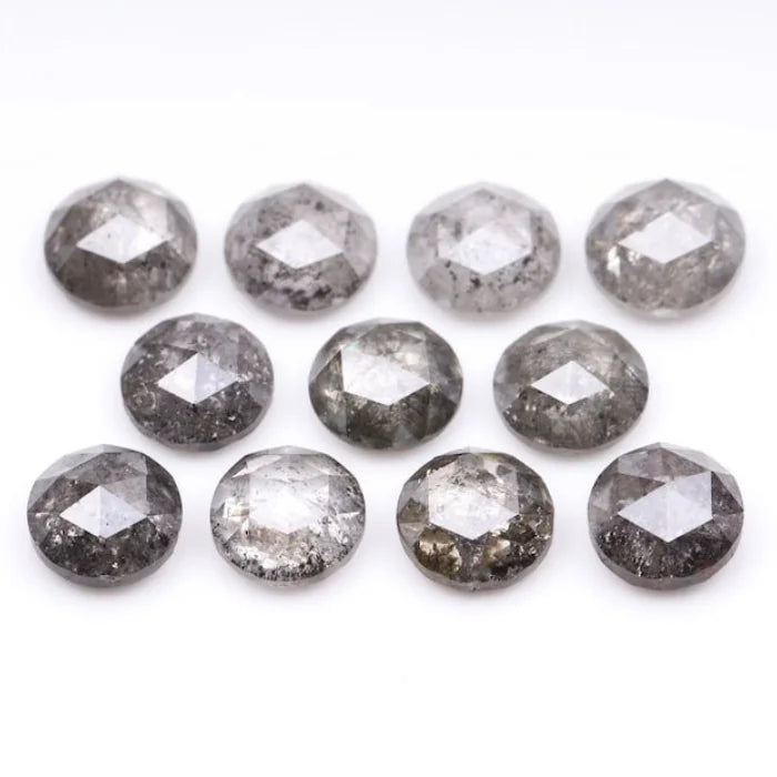 6.50 MM Round Rose Cut Salt & Pepper Melee Diamond