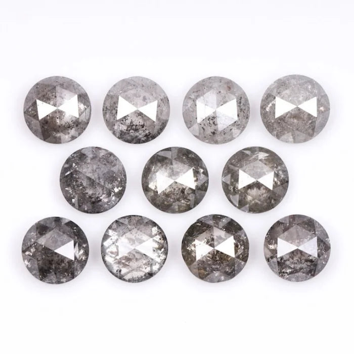 6.50 MM Round Rose Cut Salt & Pepper Melee Diamond