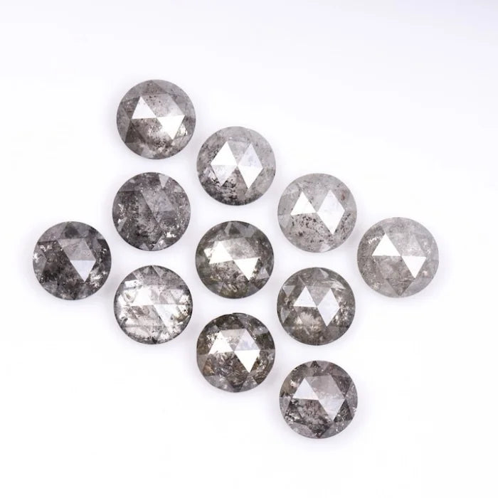 6.50 MM Round Rose Cut Salt & Pepper Melee Diamond