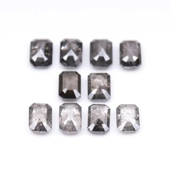 6.50 X 4.50 MM, Emerald Cut Salt And Pepper Diamond