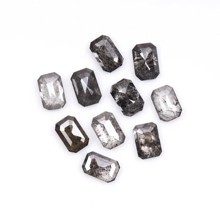 6.50 X 4.50 MM, Emerald Cut Salt And Pepper Diamond