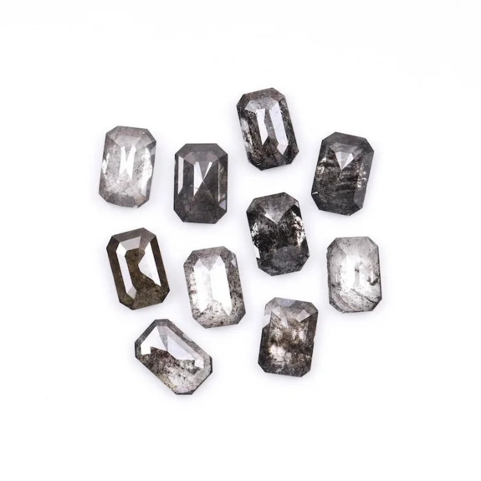 6.50 X 4.50 MM, Emerald Cut Salt And Pepper Diamond
