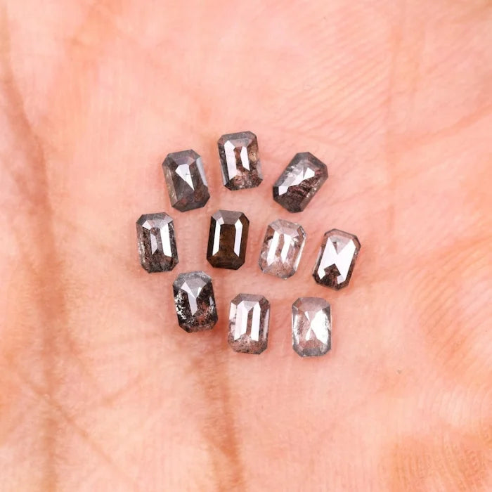 6.50 X 4.50 MM, Emerald Cut Salt And Pepper Diamond