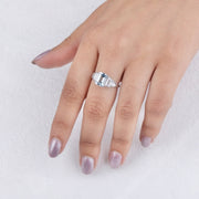 Blue Emerald Cut Aquamarine Engagement Ring