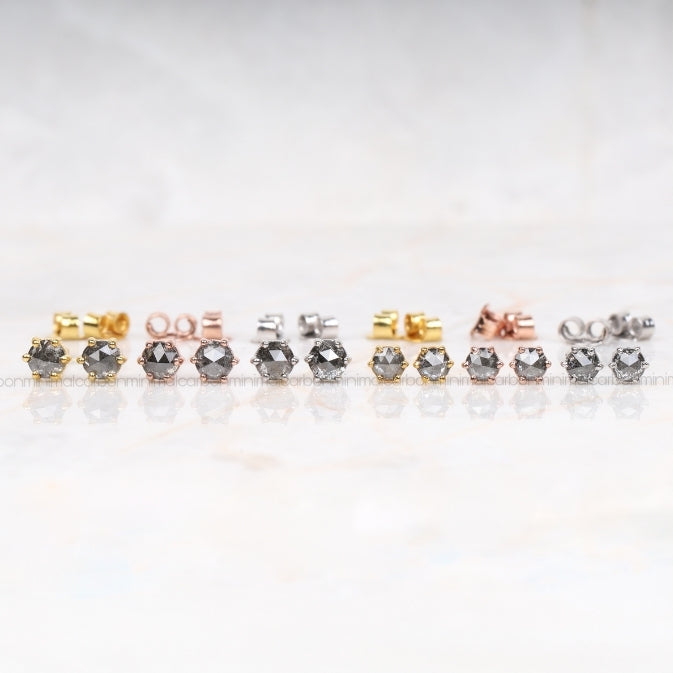 Solitaire Stud Diamond Earring Pair - Minimal Carbon