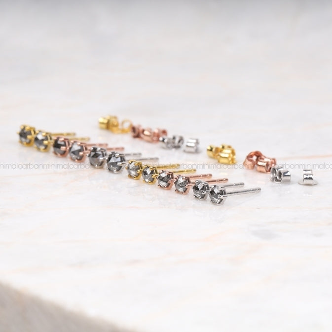Solitaire Stud Diamond Earring Pair - Minimal Carbon