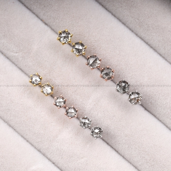Solitaire Stud Diamond Earring Pair - Minimal Carbon