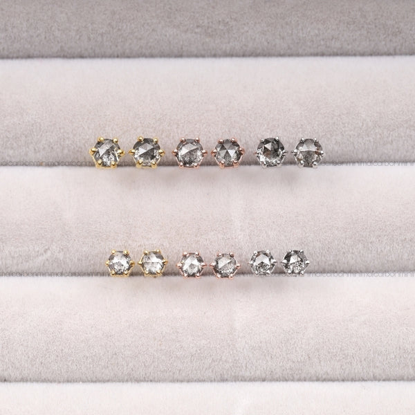 Solitaire Stud Diamond Earring Pair - Minimal Carbon